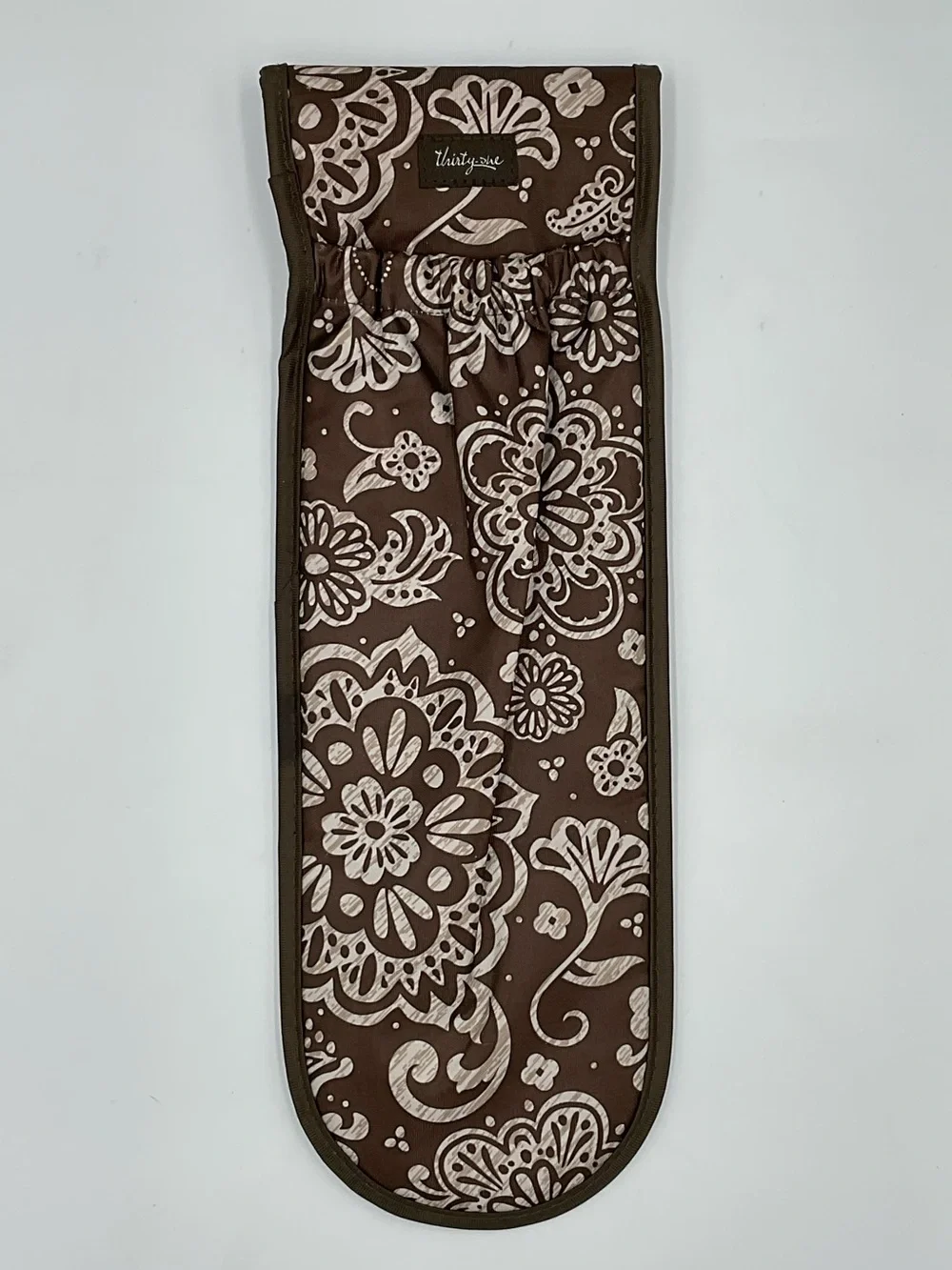 Thirty-One Brown Woodblock Floral Curling Flat Iron Case